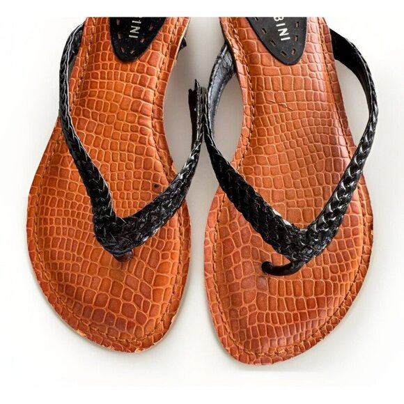 GIANNI BINI black flat sandals size 6 M Brown Embossed Crocodile - Picture 3 of 5